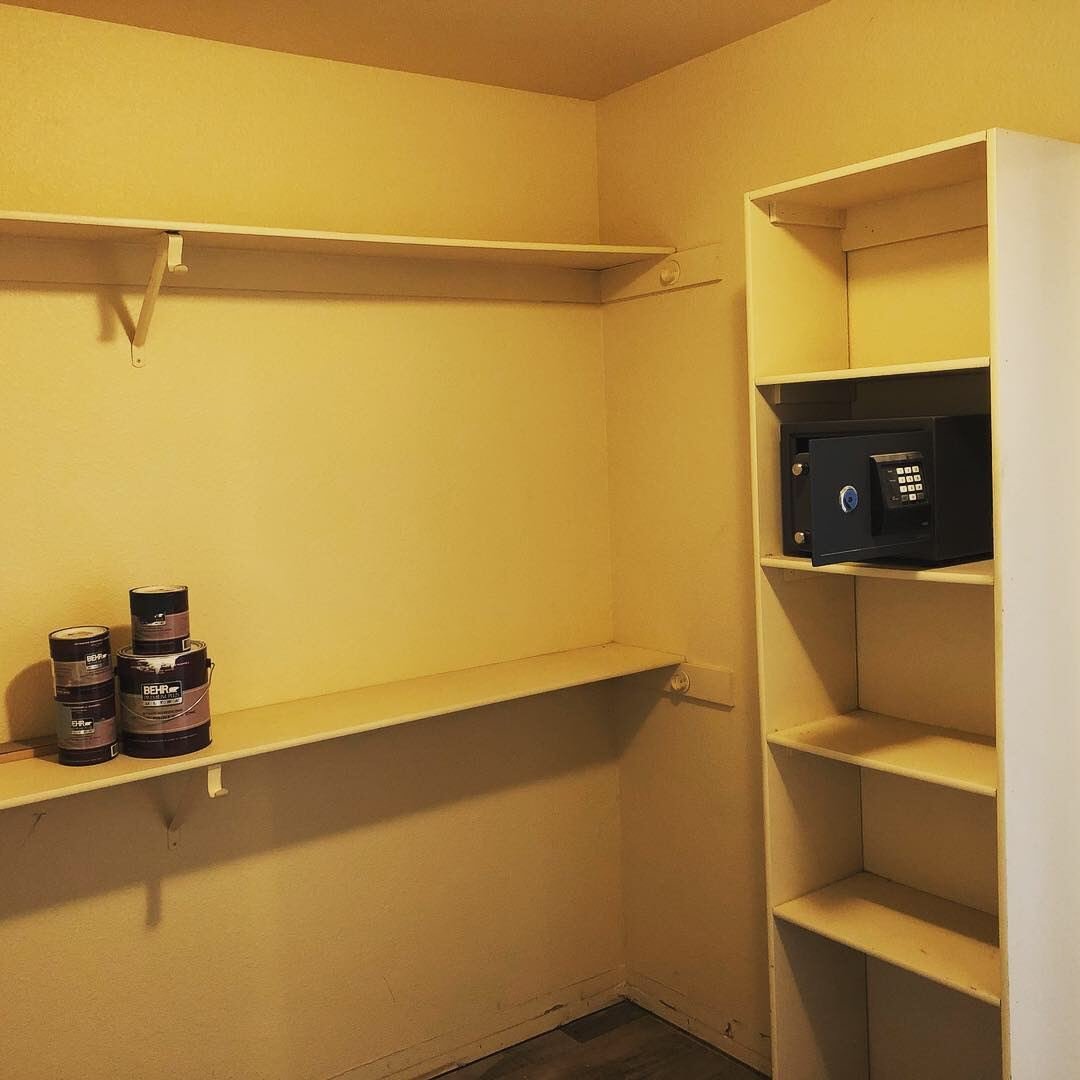 Empty builder-grade closet before custom build-out