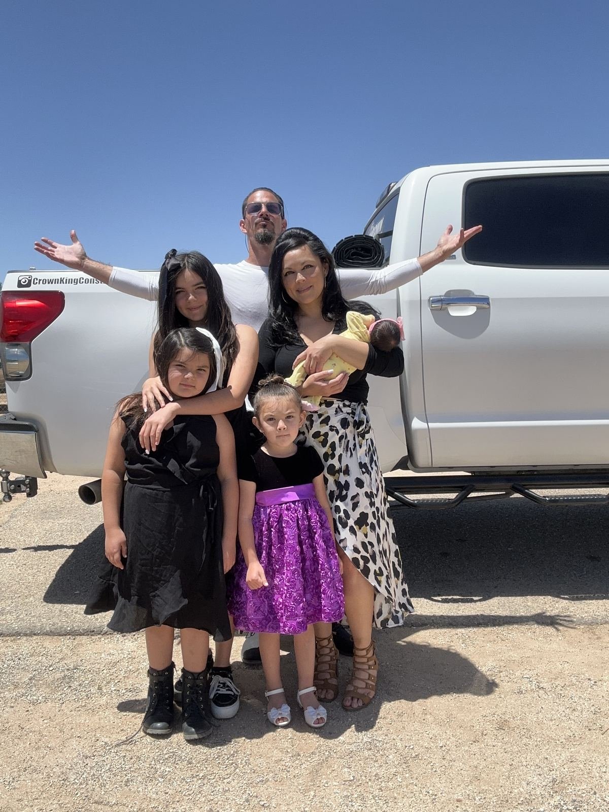 Rob and family with the Crown King Construction truck